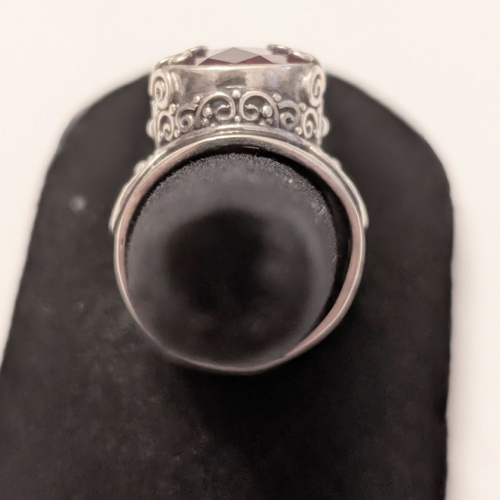 Sarda Bali Sterling Silver 925 Pear Shaped Pink Purple Quartz Filigree Ring 7 - Picture 5 of 11